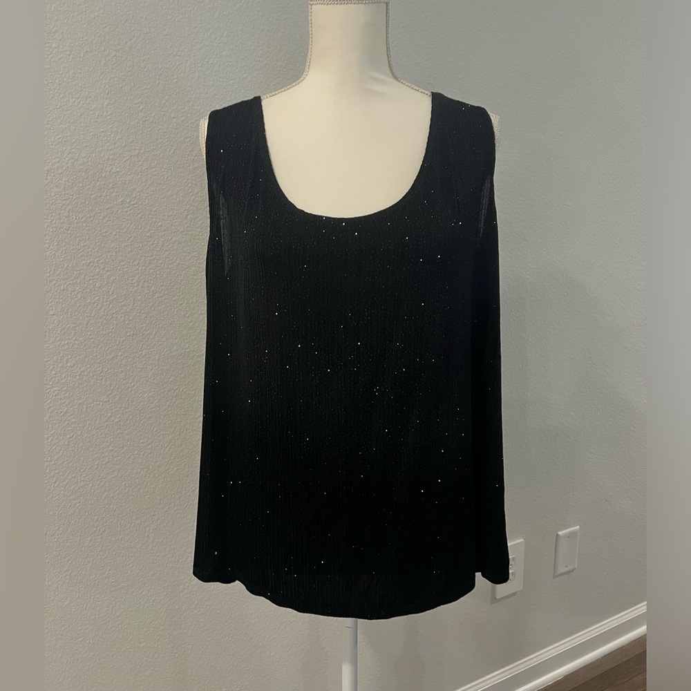 MARINA Sparkly Black Tank Top